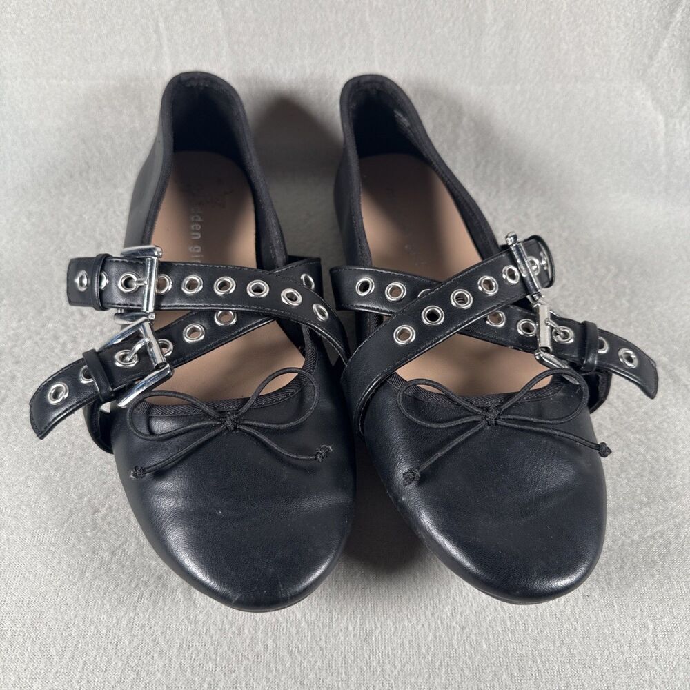 Madden Girl Pearl Ballet Shoes Womens Size 7.5M Black Buckles Now